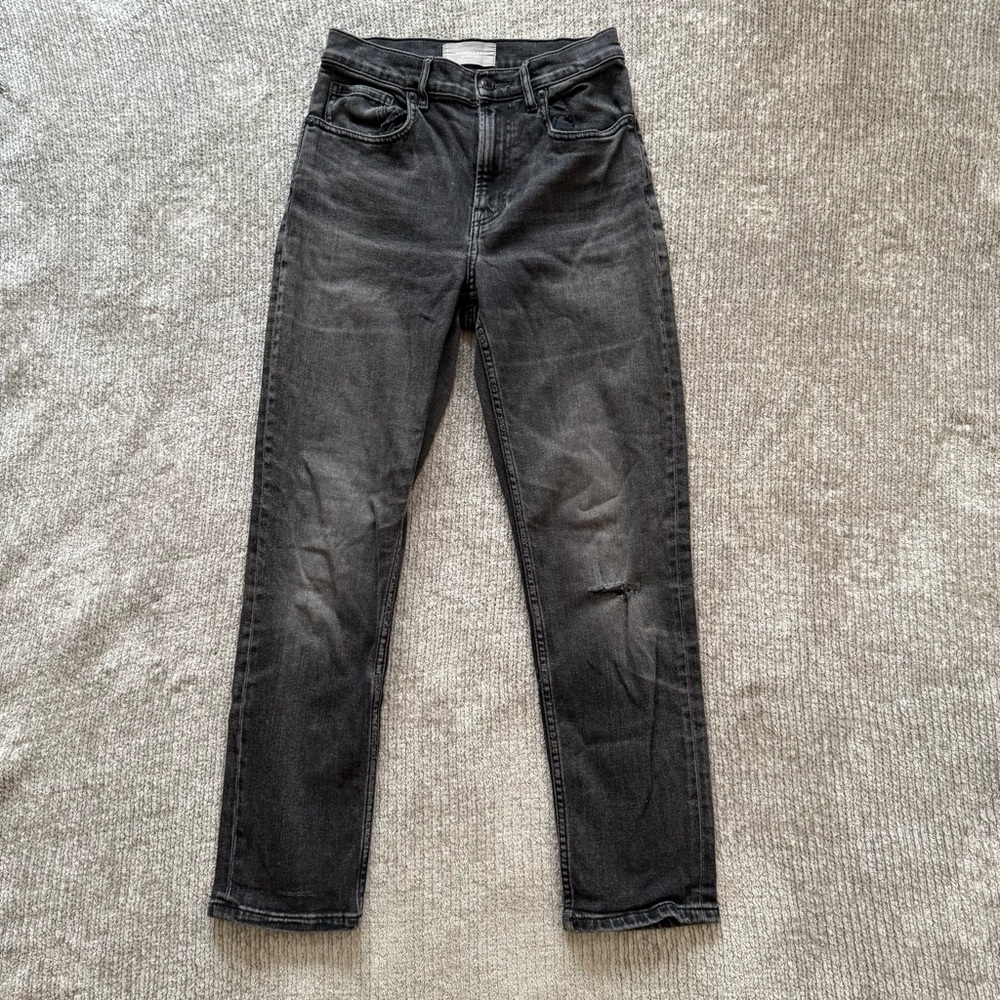 Everlane The Cheeky Jean Women’s 28 Ankle High Rise Black Wash Distressed